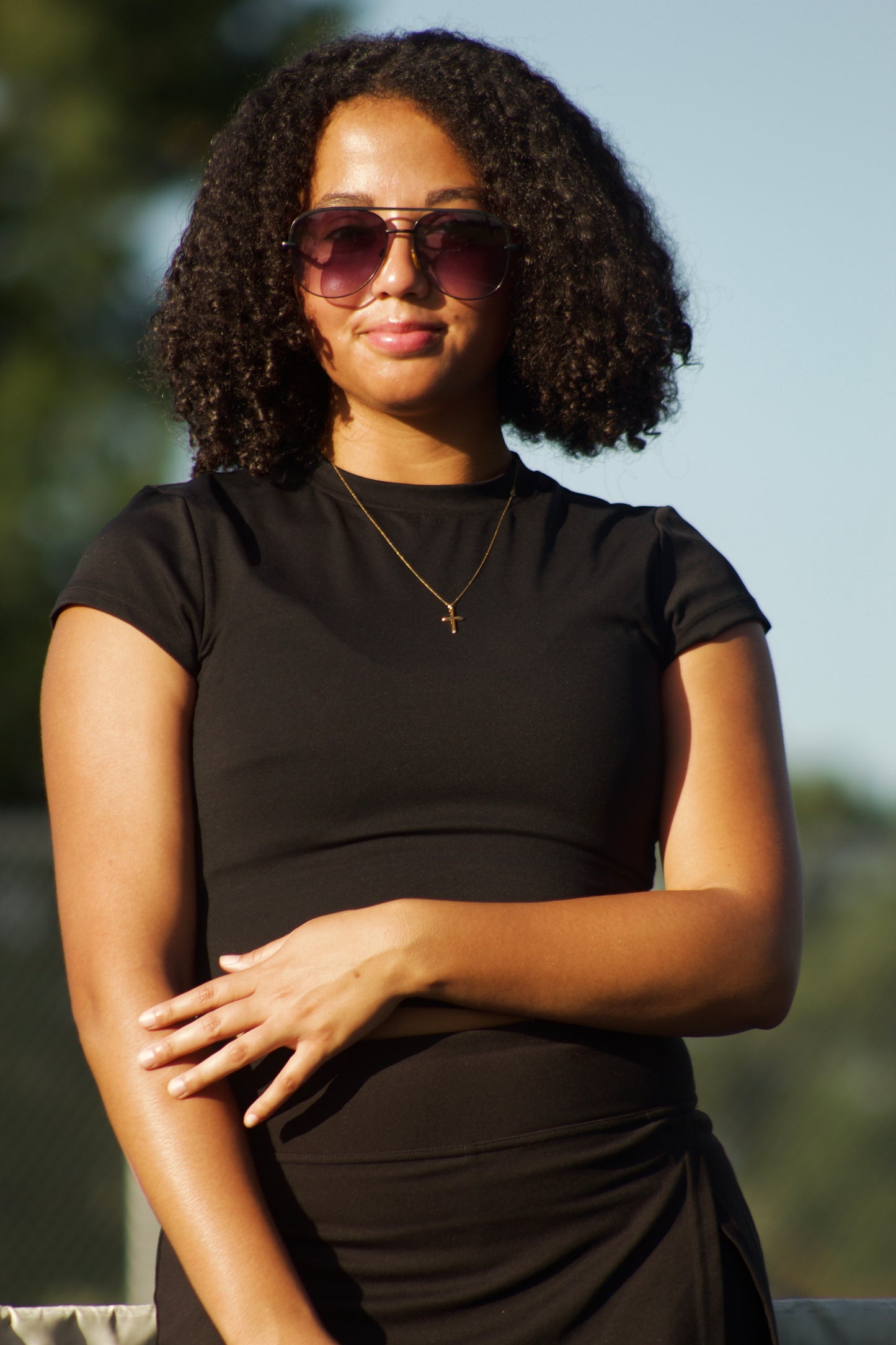 Womens Cropped Short-Sleeve Shirt