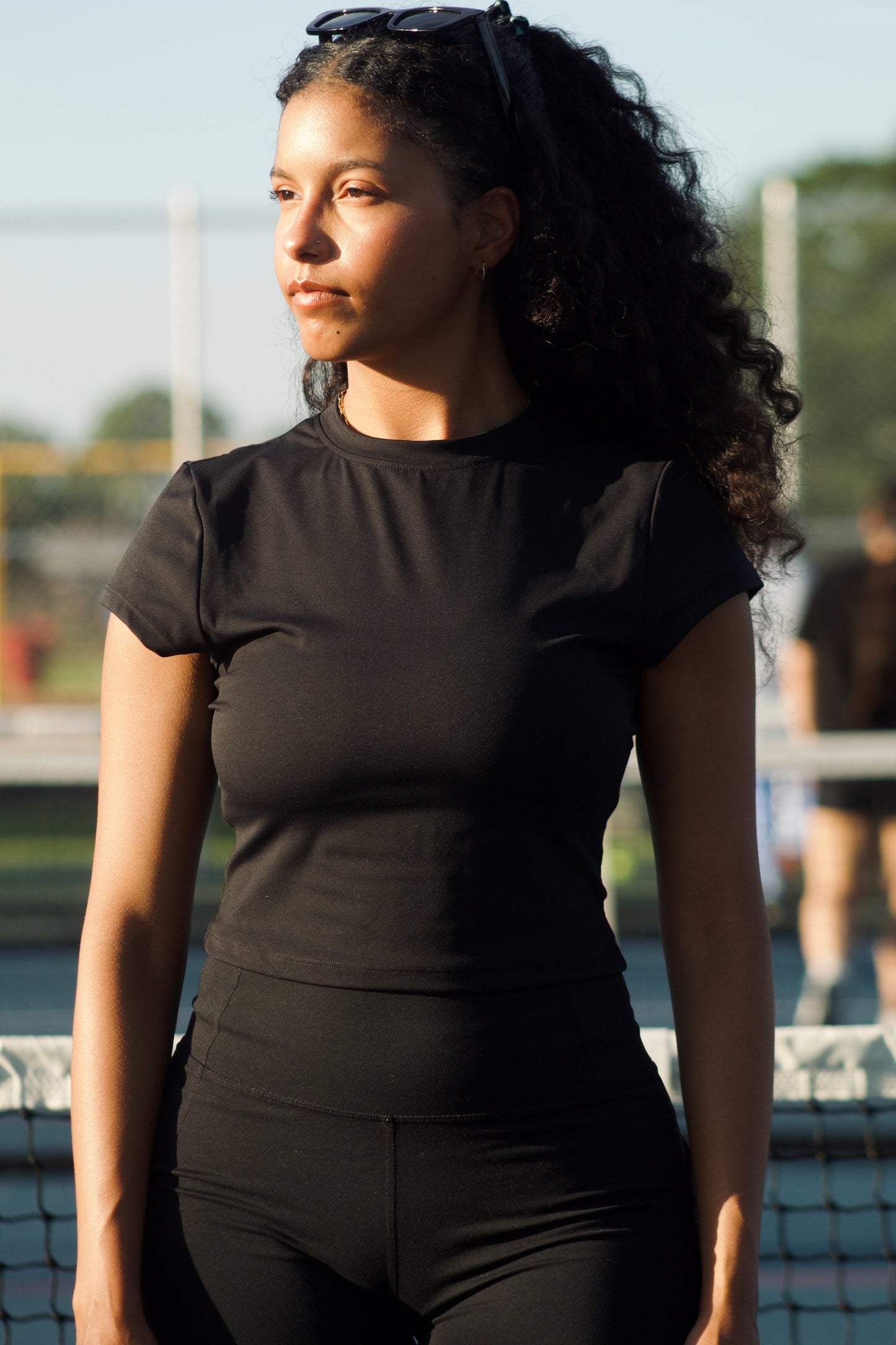 Womens Cropped Short-Sleeve Shirt